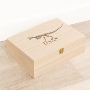 Houten Knutselkist  / Tekenkist Dinosaurus - Gepersonaliseerd - gravering