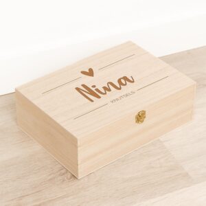 Houten Knutselkist  / Tekenkist Hartje - Gepersonaliseerd - gravering