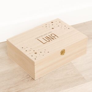 Houten Knutselkist  / Tekenkist Sterren - Gepersonaliseerd - gravering