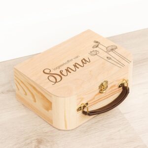 Houten Logeerkoffer Bloemen - Gepersonaliseerd - gravering