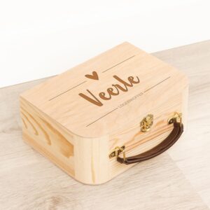 Houten Logeerkoffer Hartje - Gepersonaliseerd - gravering