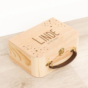 Houten Logeerkoffer Sterren - Gepersonaliseerd - gravering