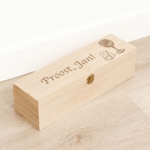 Houten Wijnkist Wijnglas - Gepersonaliseerd - gravering