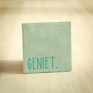 Tegeltje - GENIET | Lichtgroen & Zeegroen | 10x10cm