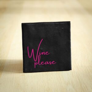 Tegeltje - Wine Please | Zwart & Felroze | 10x10cm
