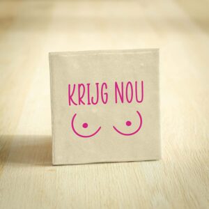 Tegeltje - Krijg nou tieten | Beige & Felroze | 10x10cm