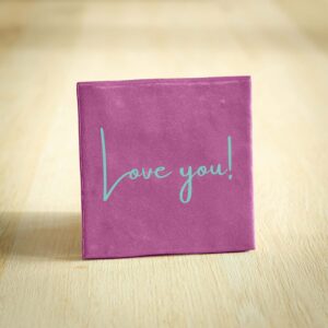 Tegeltje - Love you! | Paars & Zeegroen | 10x10cm