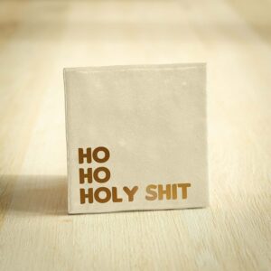 Tegeltje - Ho Ho Holy Shit  | Beige & Goud | 10x10cm