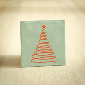 Tegeltje - Kerstboom | Lichtgroen & Oranje | 10x10cm