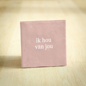 Tegeltje - ik hou van jou | Roze & Wit | 10x10cm