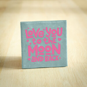 Tegeltje - Love You To The Moon And Back | Lichtblauw & Roze | 10x10cm