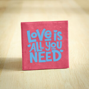 Tegeltje - Love Is All You Need | Donkerroze & Lichtblauw | 10x10cm