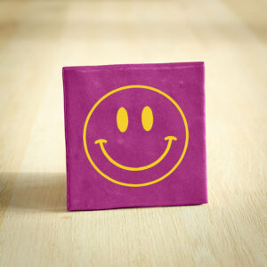 Tegeltje - Smiley | Fuchsia & Geel | 10x10cm