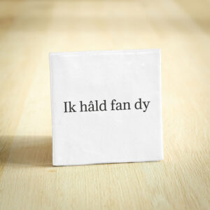 Tegeltje - Ik hâld fan dy | Wit & Zwart | 10x10cm