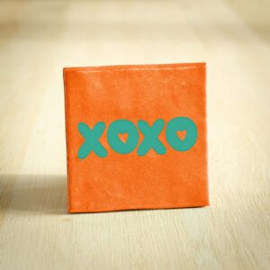 Tegeltje - XOXO | Oranje & Zeegroen | 10x10cm