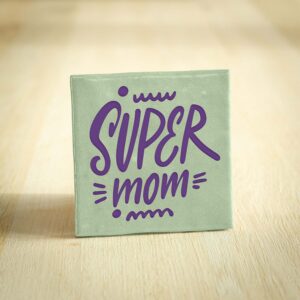 Tegeltje - Super Mom | Lichtgroen & Paars | 10x10cm