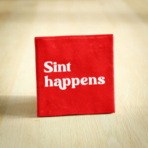 Tegeltje - Sint Happens | Rood & Wit | 10x10cm