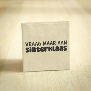 Tegeltje - Vraag maar aan Sinterklaas | Beige & Zwart | 10x10cm