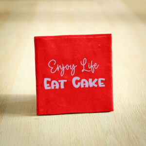 Tegeltje - Enjoy Life Eat Cake | Rood & Lila | 10x10cm