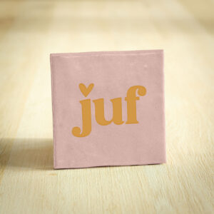 Tegeltje - Juf Hartje | Roze & Goud | 10x10cm