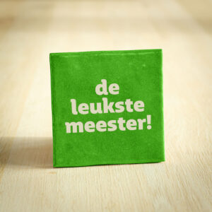 Tegeltje - De leukste meester! | Felgroen & Beige | 10x10cm
