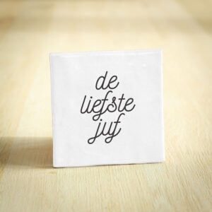 Tegeltje - De liefste juf | Wit & Zwart | 10x10cm