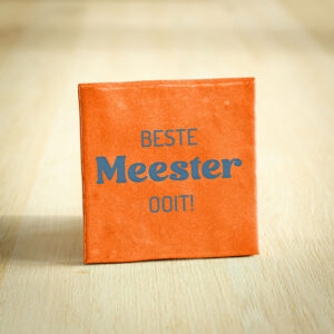 Tegeltje - Beste meester ooit | Oranje & Blauw | 10x10cm