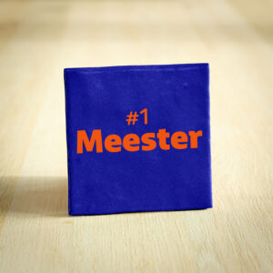 Tegeltje - #1 Meester | Azuur & Neon Oranje | 10x10cm