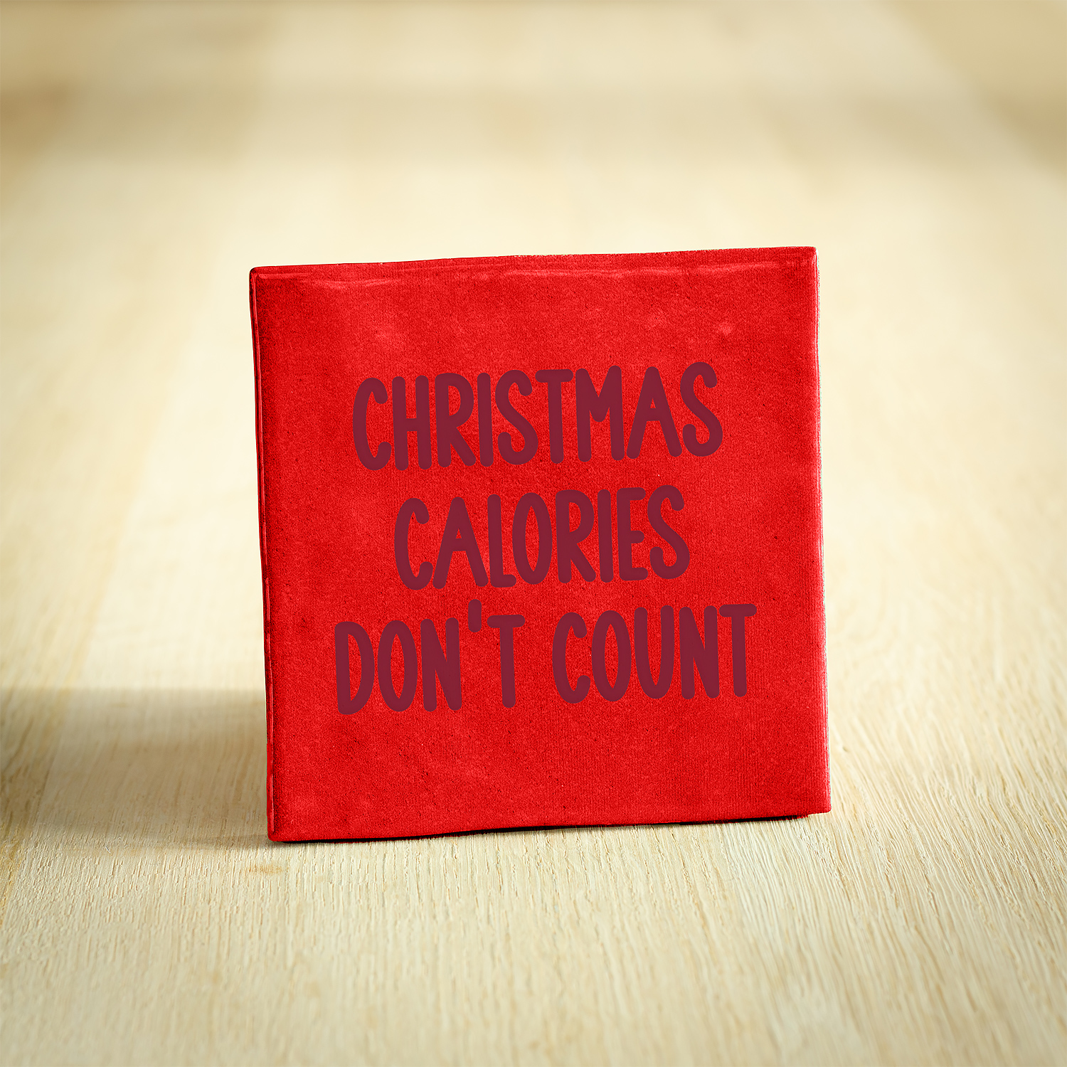 Tegeltje - Christmas Calories Don't Count | Rood & Bordeaux | 10x10cm
