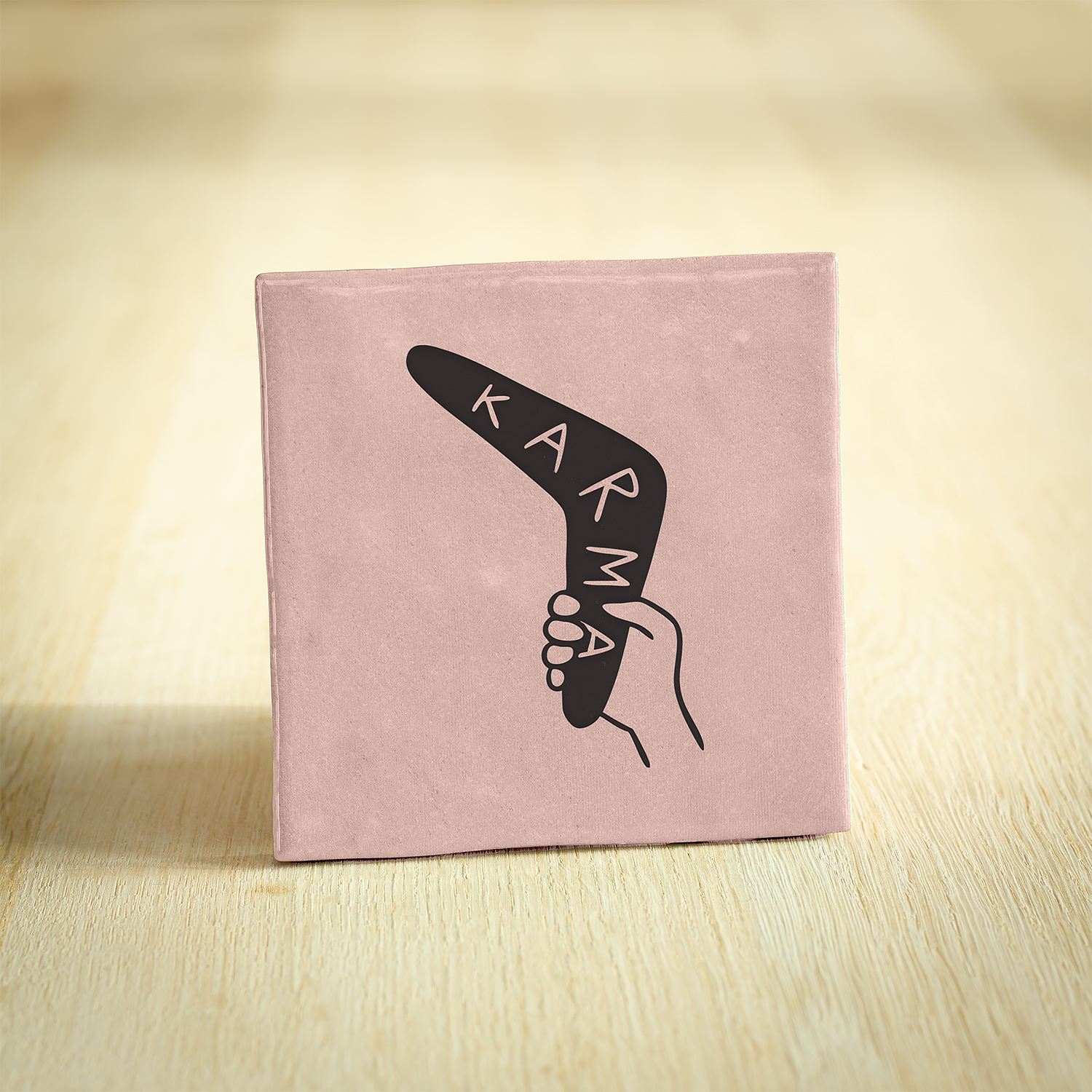 Tegeltje - Karma | Roze & Zwart | 10x10cm