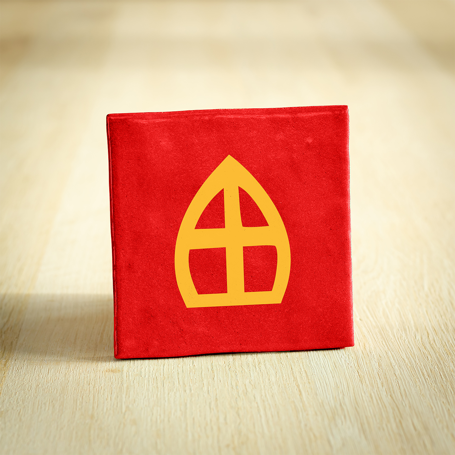 Tegeltje - Mijter | Rood & Geel | 10x10cm