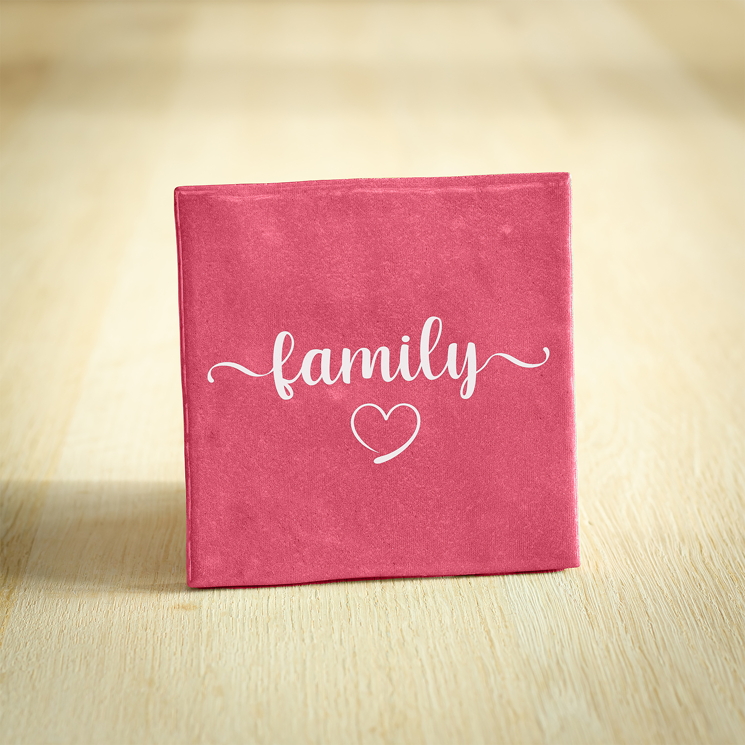 Tegeltje - Family | Donkerroze & Wit | 10x10cm