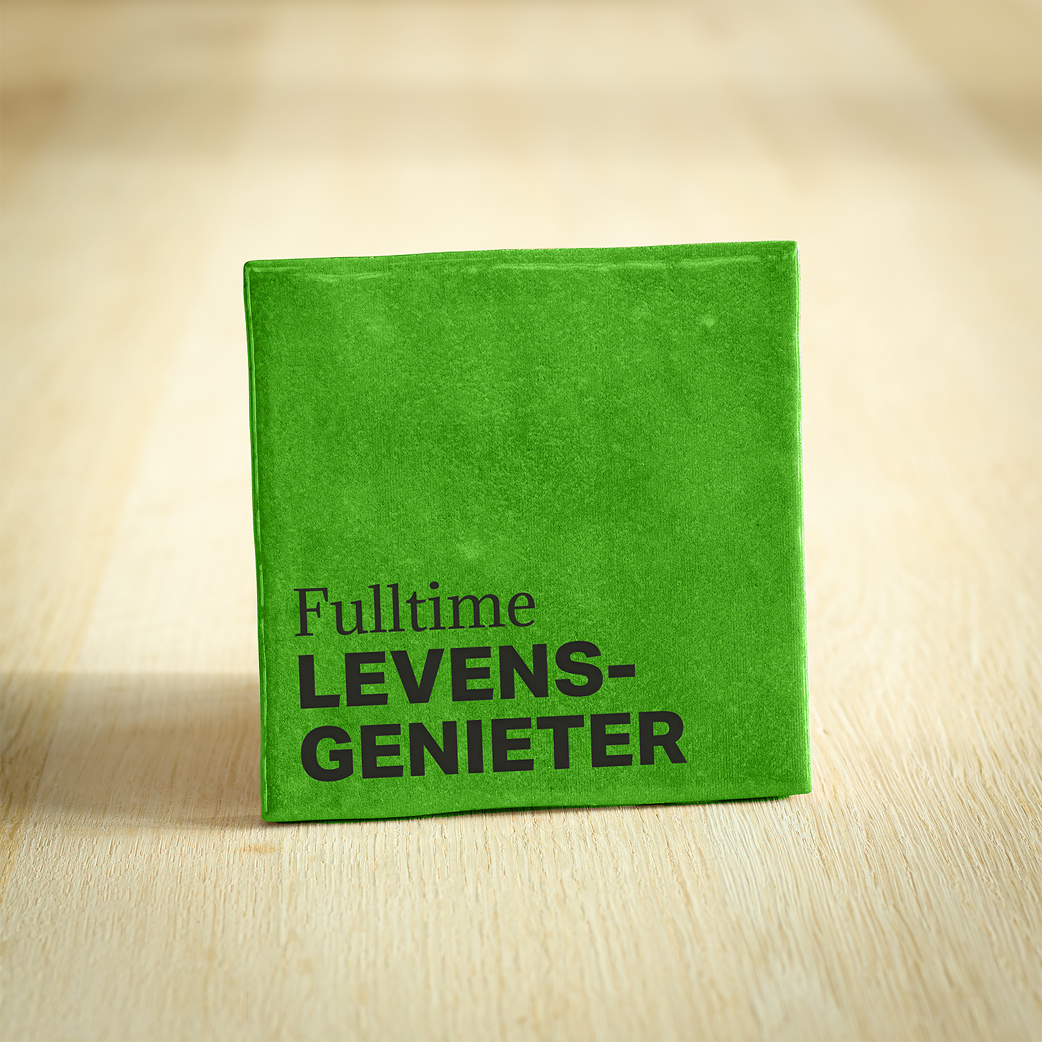 Tegeltje - Fulltime Levensgenieter | Felgroen & Zwart | 10x10cm