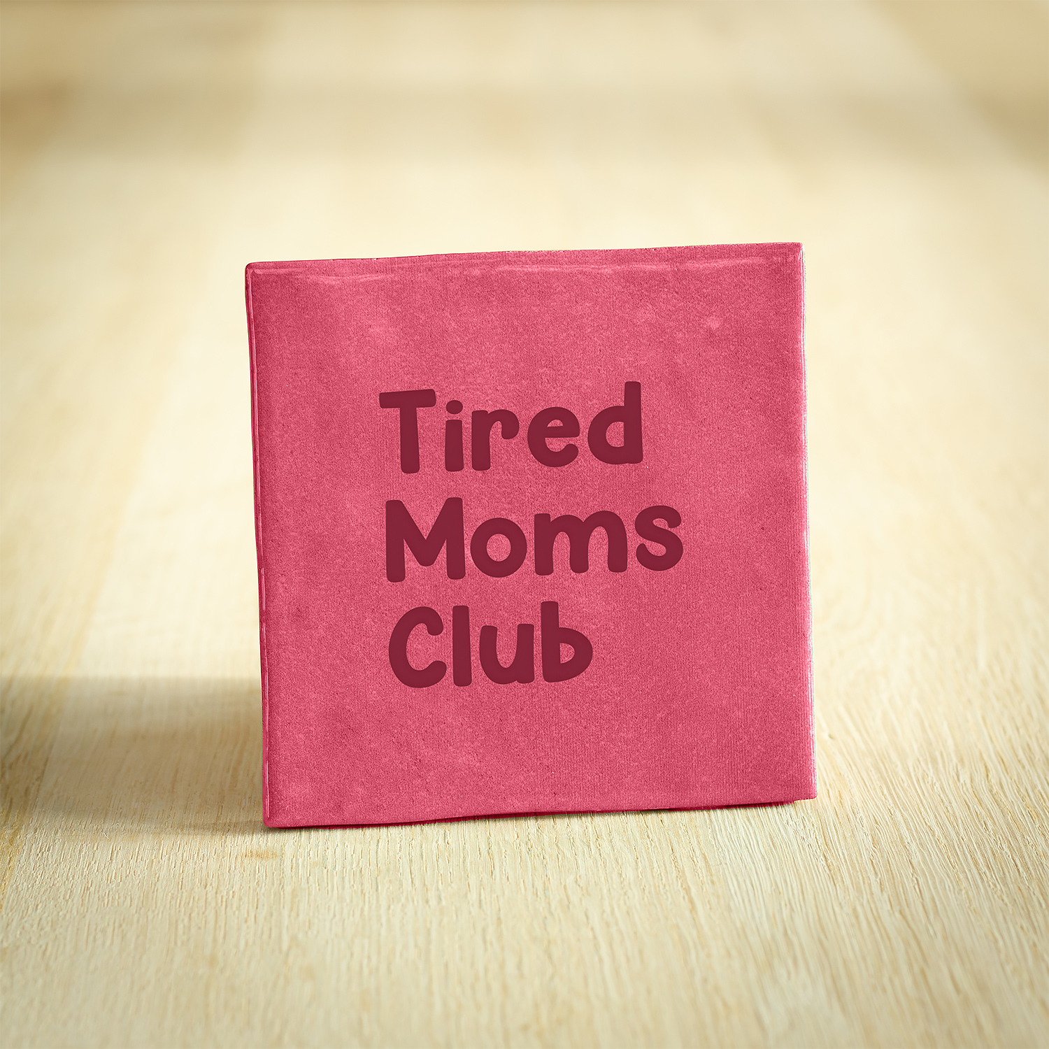 Tegeltje - Tired Moms Club | Donkerroze & Bordeaux | 10x10cm