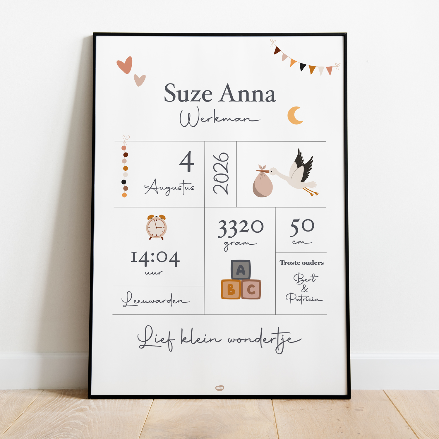 Geboorteposter - Lief klein wondertje